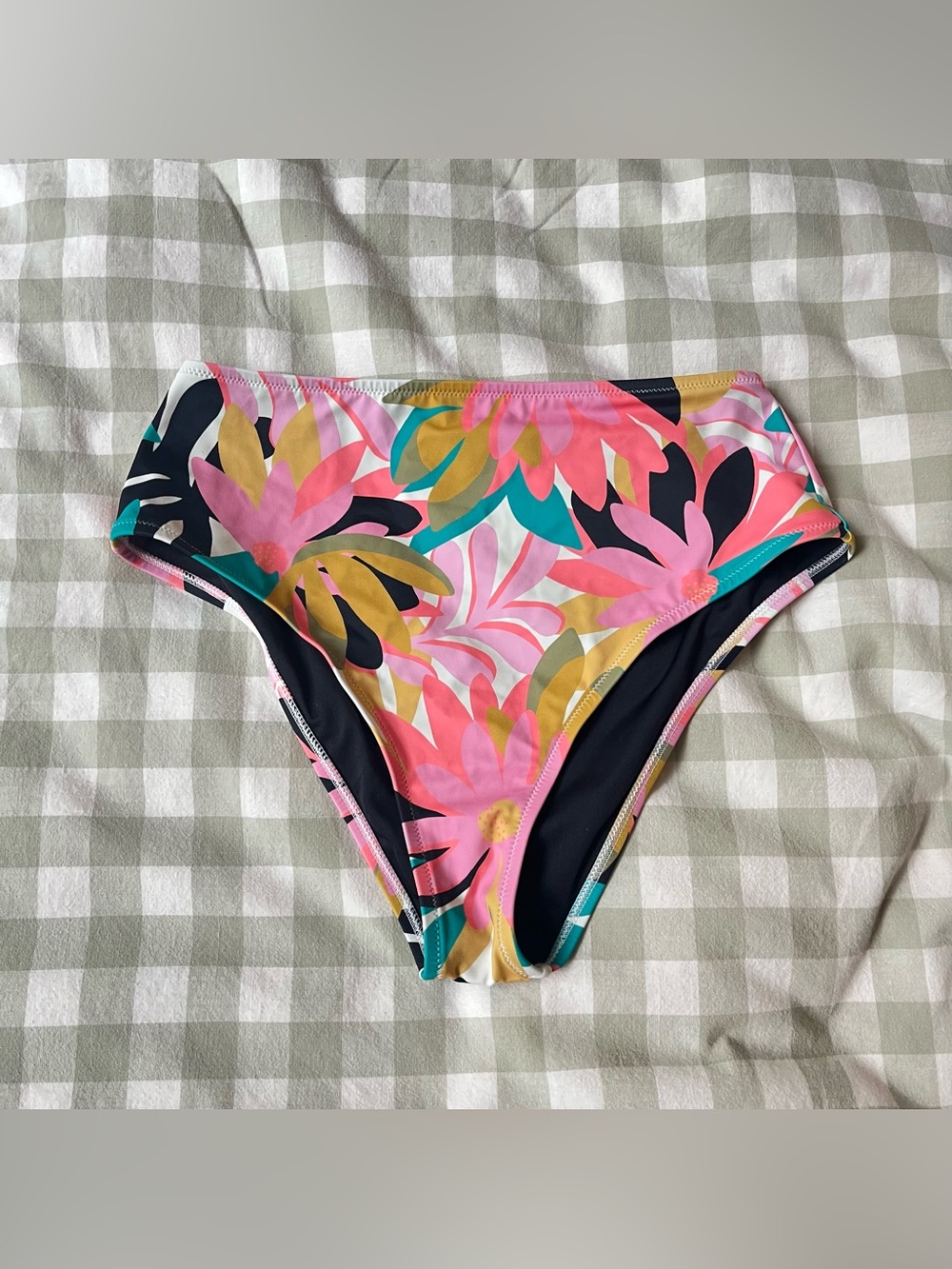Billabong Tropical Floral Print Pink High Waisted Cheeky Bikini Bottoms